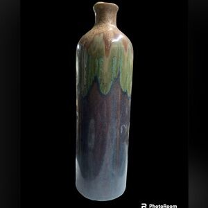 multicolored vase, approximately 12 inches in heigh